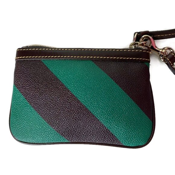 Dooney & Bourke Green Stripe Leather Wristlet - Picture 3 of 7